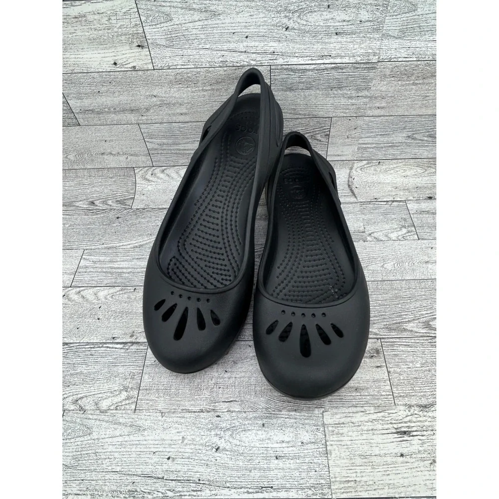 Crocs Kadee Black Slingback Ballerina Flats Women Size 8 Comfort Shoes